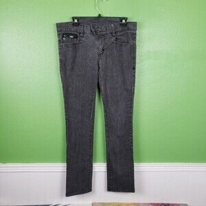 Hurley's Women's grey straight leg three button multiple pocket denim jeans 32